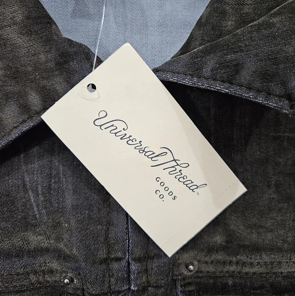 Universal Thread Short Sleeve Flocked Denim Jumpsuit in Olive Green Size 4 & 12 - Picture 8 of 12